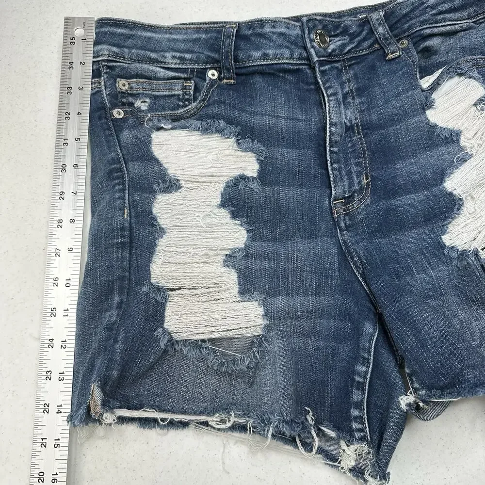 American Eagle Shorts Women 14 Hi Rise Shortie Next Level Blue Jean Denim Grunge